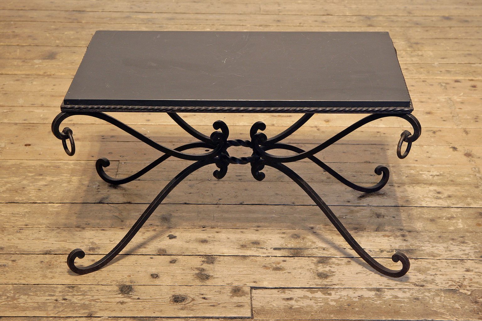 MidCentury French Wrought Iron Coffee Table With Slate Top Guild Antiques And Restoration