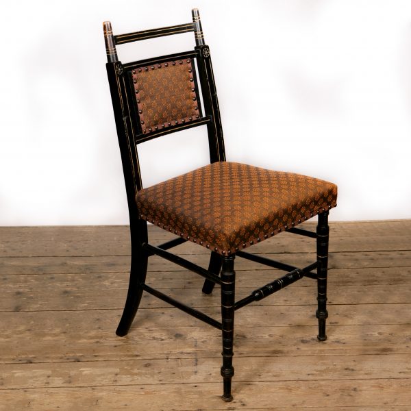An E W Godwin side chair restored and upholstered in John Boyd Horse hair fabric