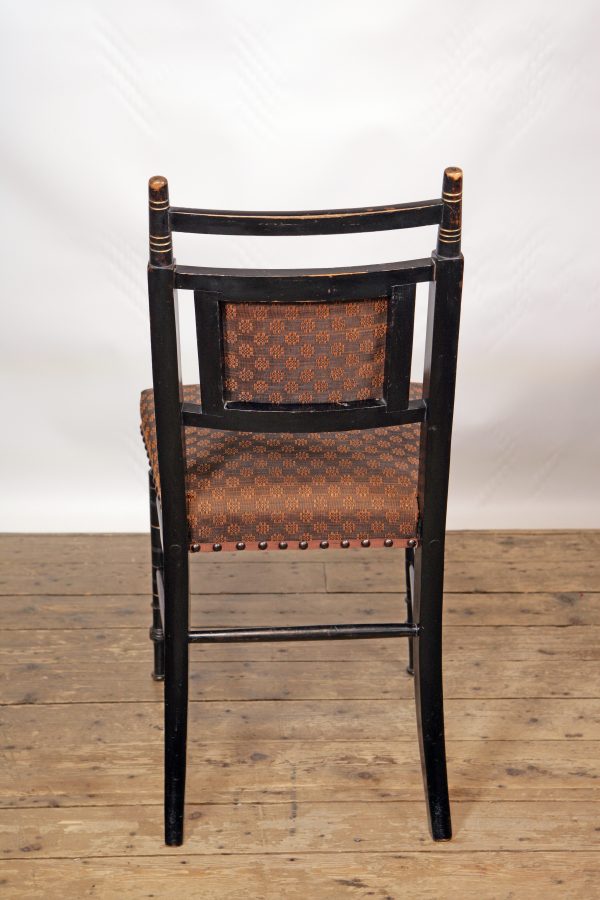 An E W Godwin side chair restored and upholstered in John Boyd Horse hair fabric