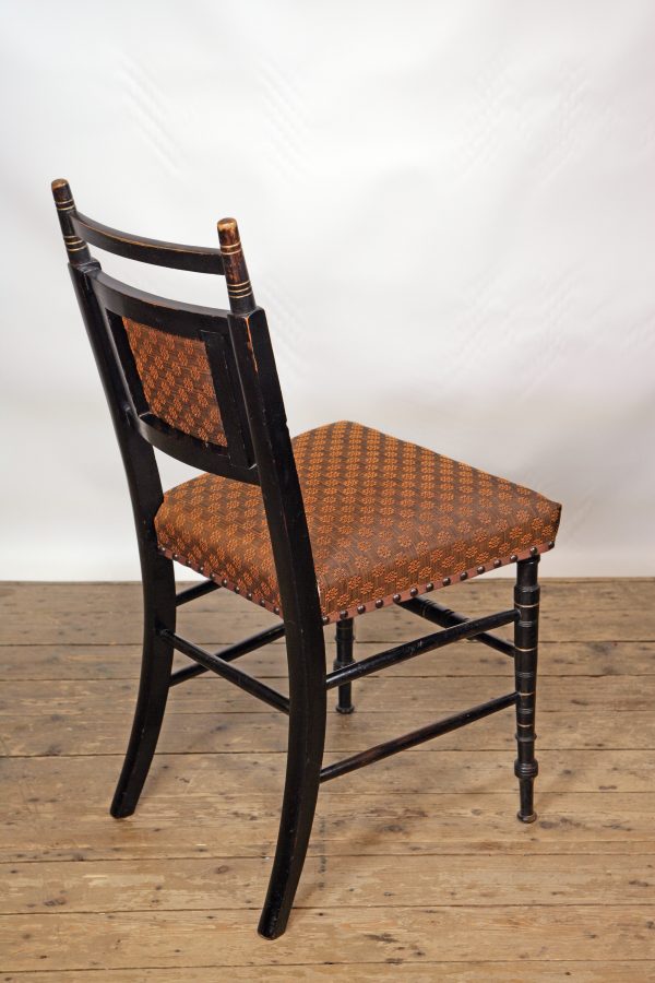 An E W Godwin side chair restored and upholstered in John Boyd Horse hair fabric