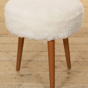 mid-century faux fur footstool