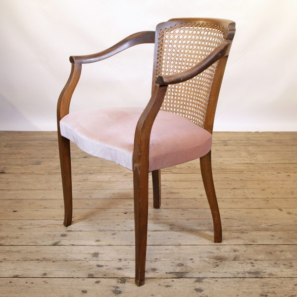 A Delightful Antique Caned Chair in Pierre Frey Linen