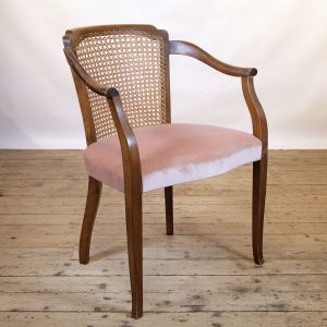 A Delightful Antique Caned Chair in Pierre Frey Linen