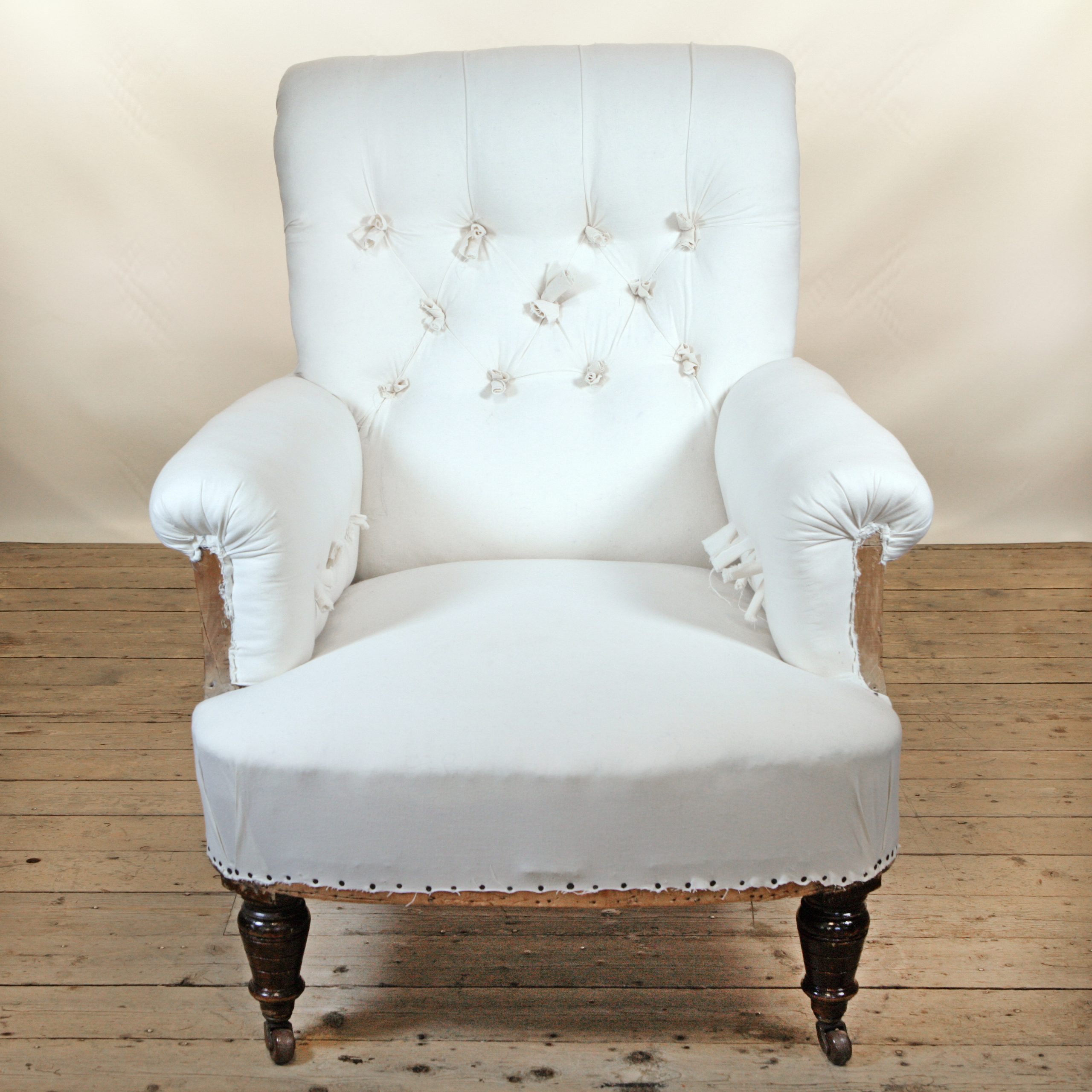 Victorian Country House Button Back Armchair ready for reupholstery