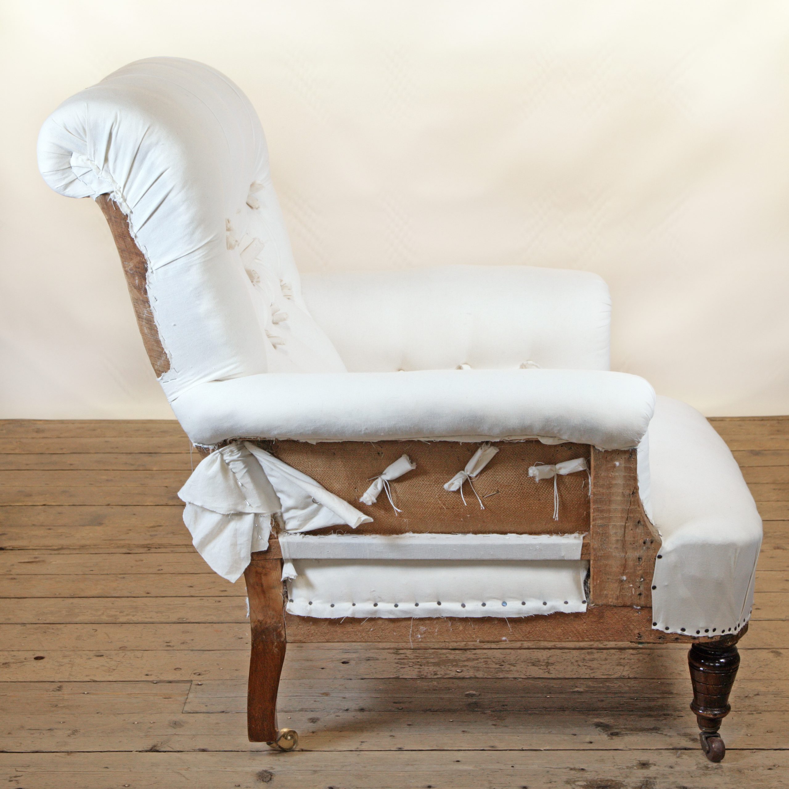 Victorian Country House Button Back Armchair ready for reupholstery