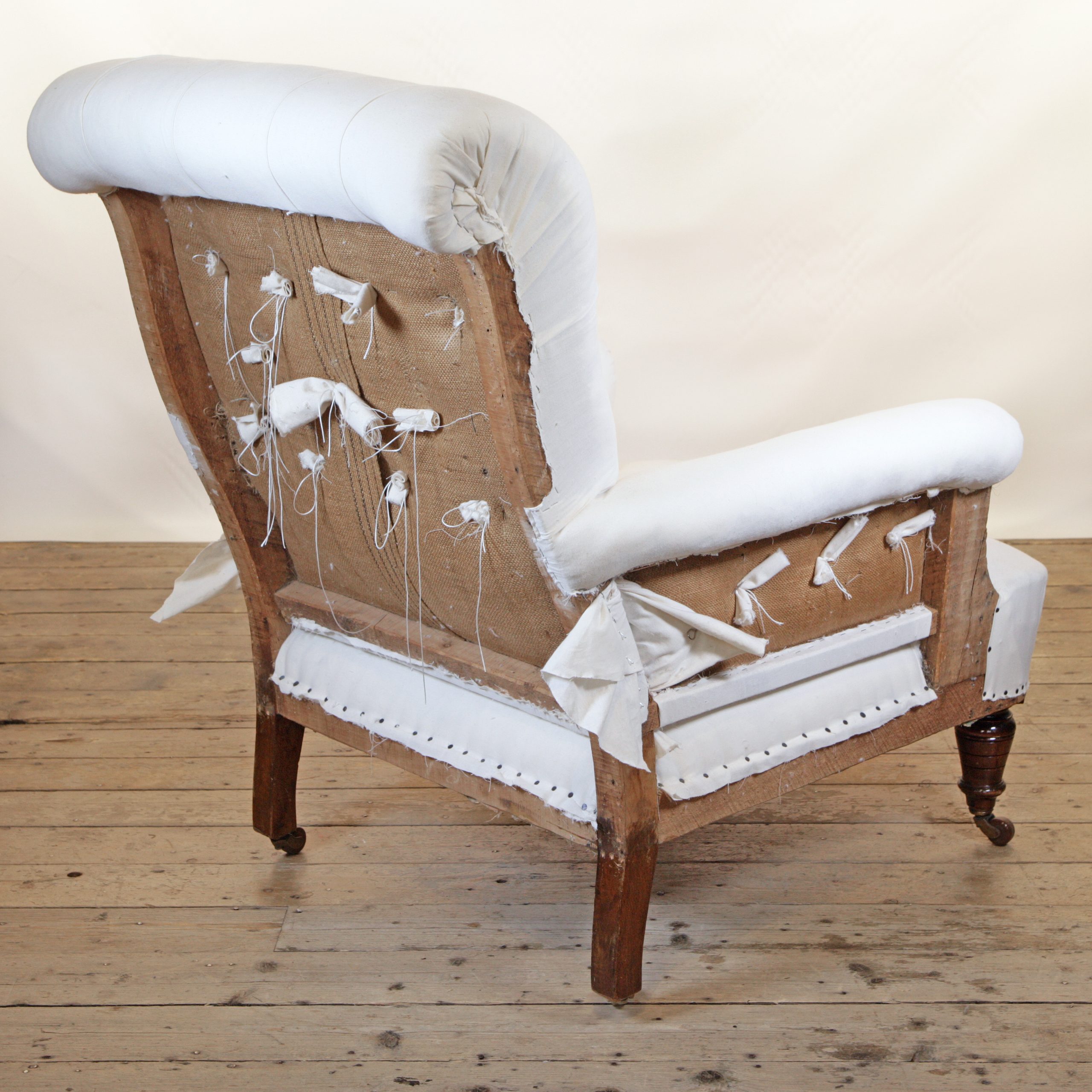 Victorian Country House Button Back Armchair ready for reupholstery