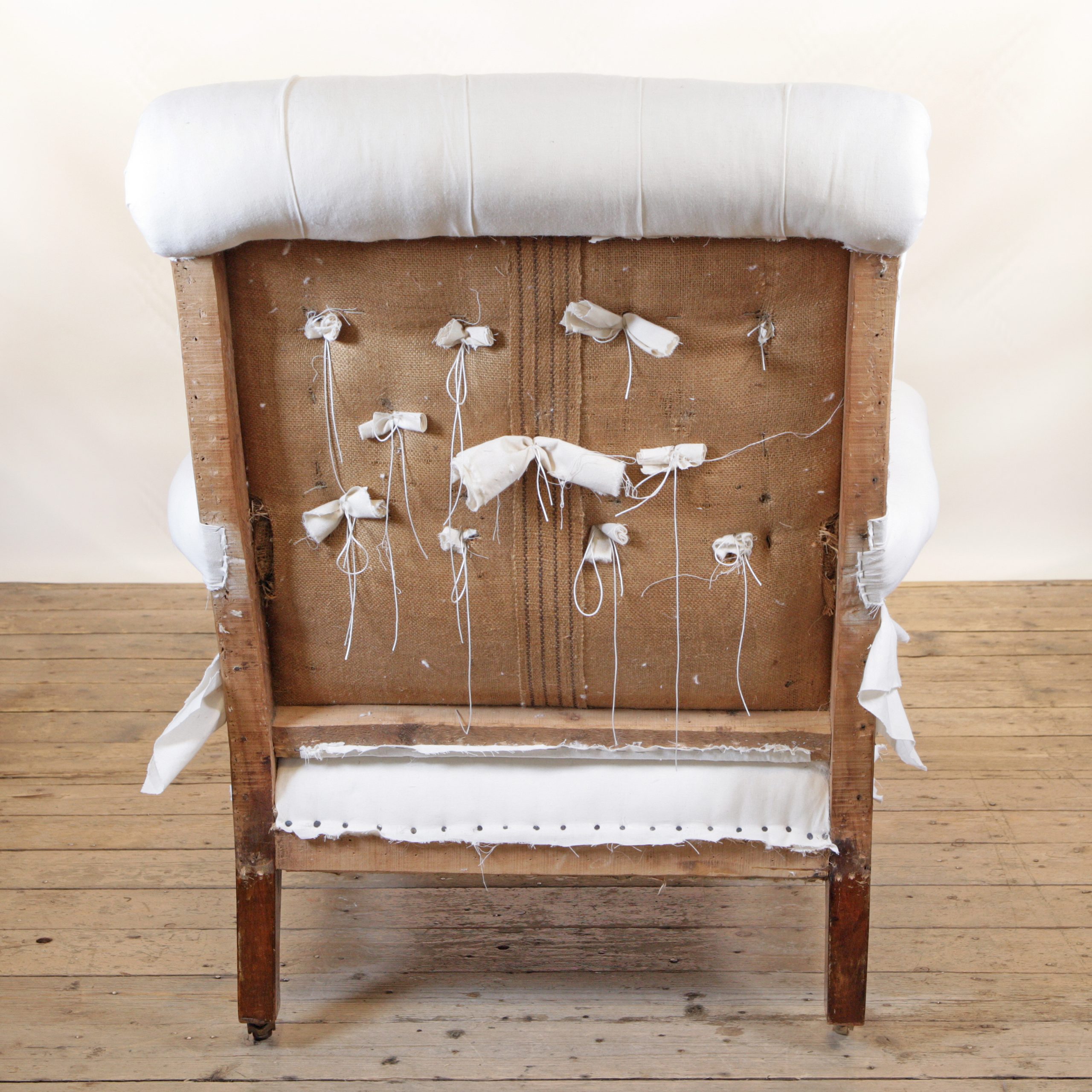 Victorian Country House Button Back Armchair ready for reupholstery