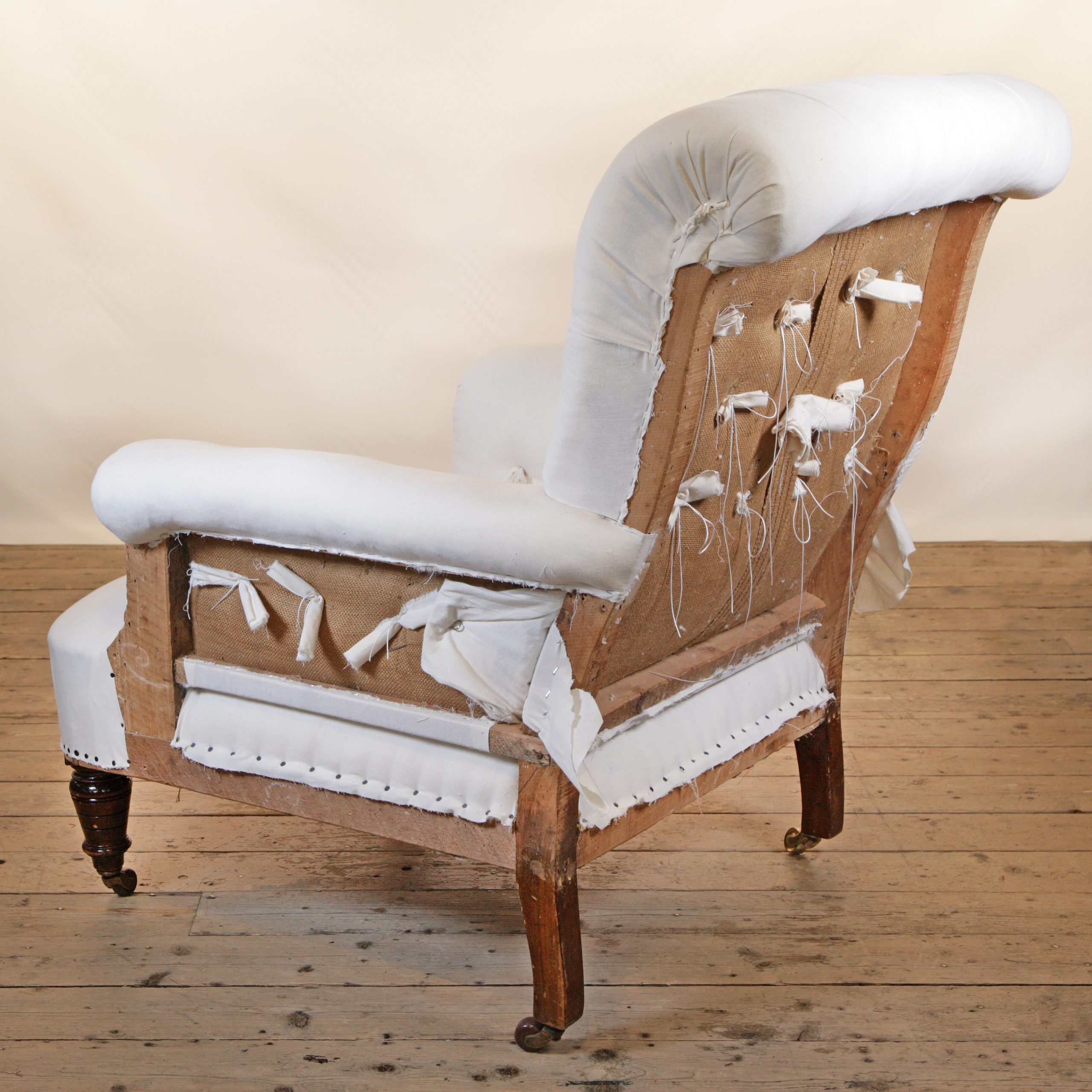 Victorian Country House Button Back Armchair ready for reupholstery
