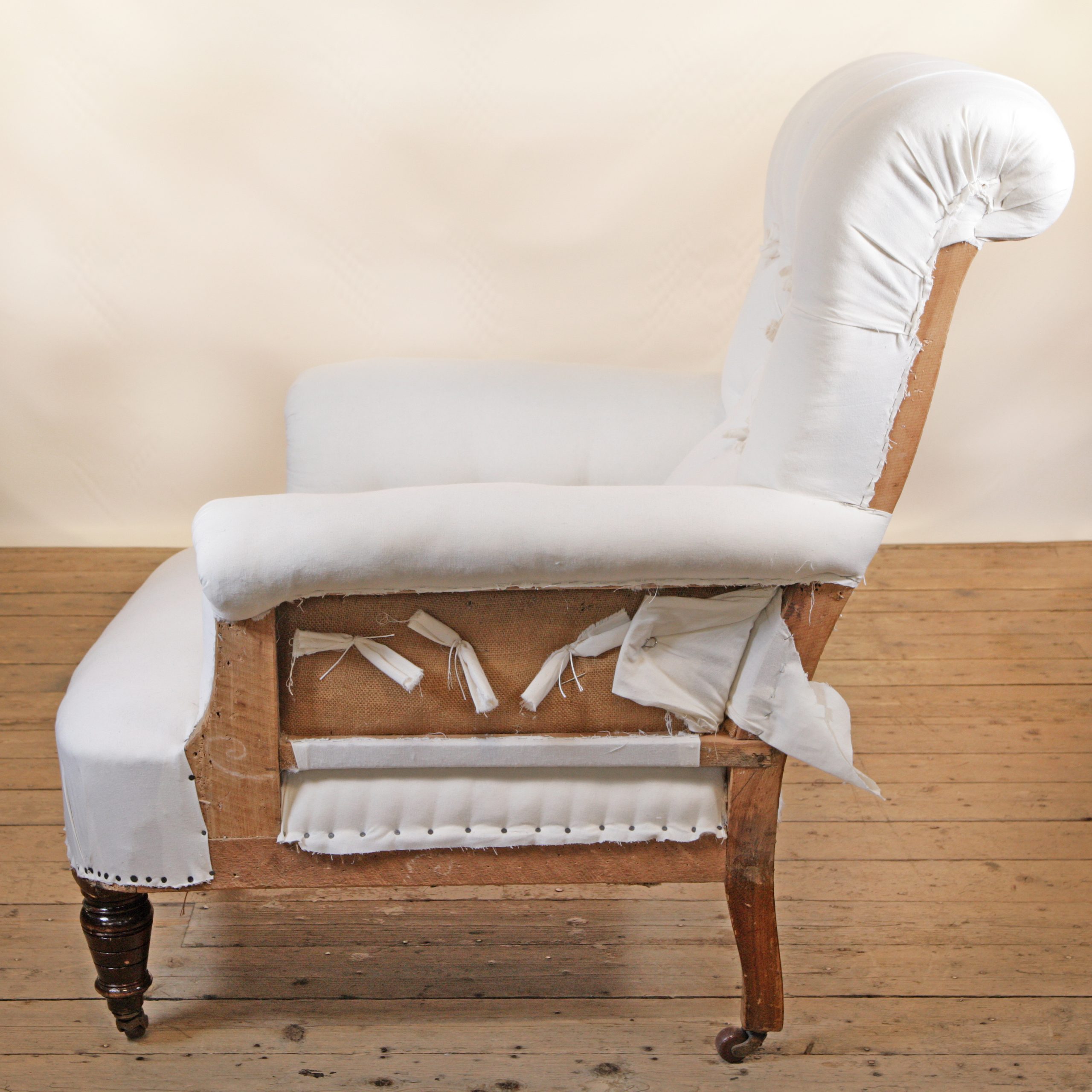 Victorian Country House Button Back Armchair ready for reupholstery