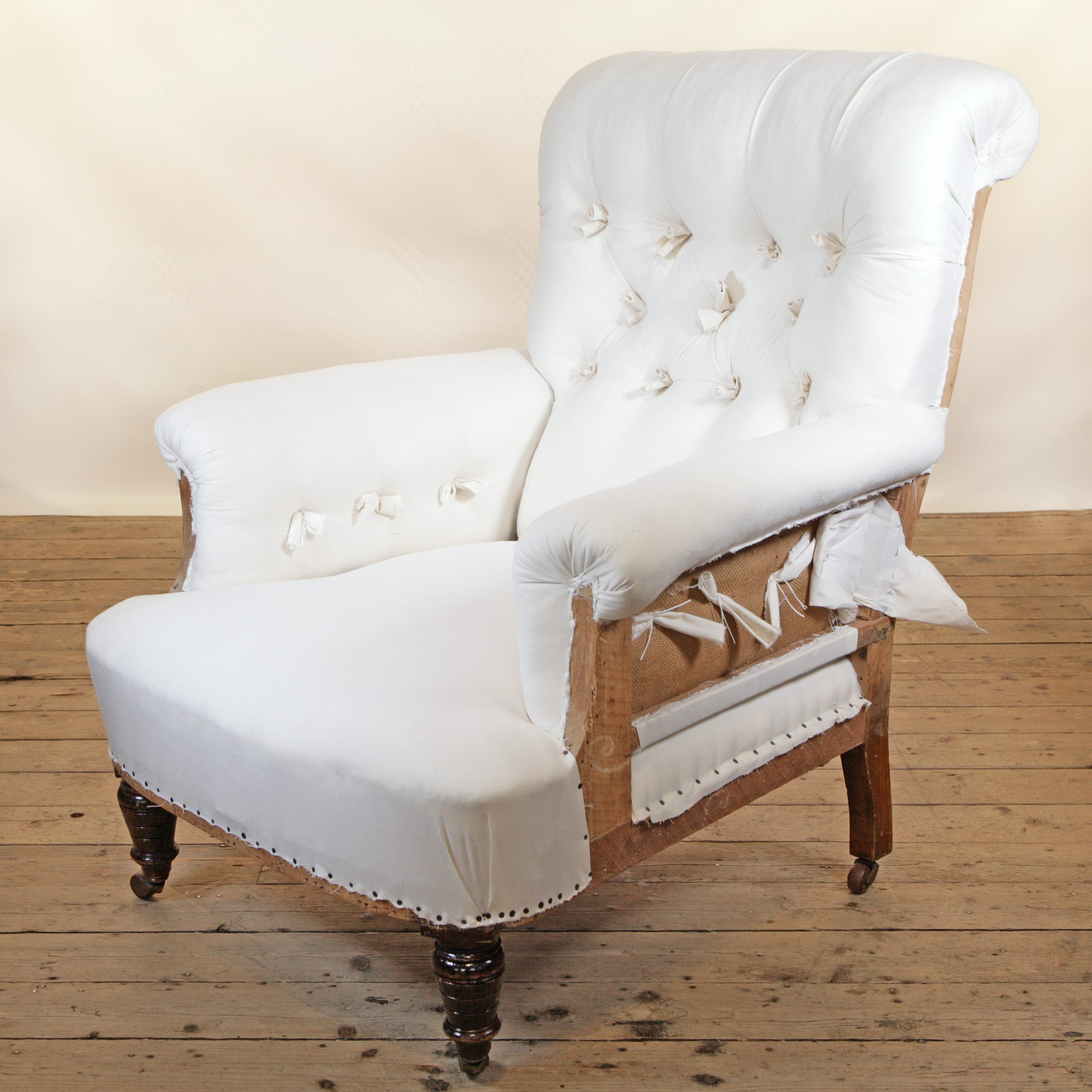 Victorian Country House Button Back Armchair ready for reupholstery